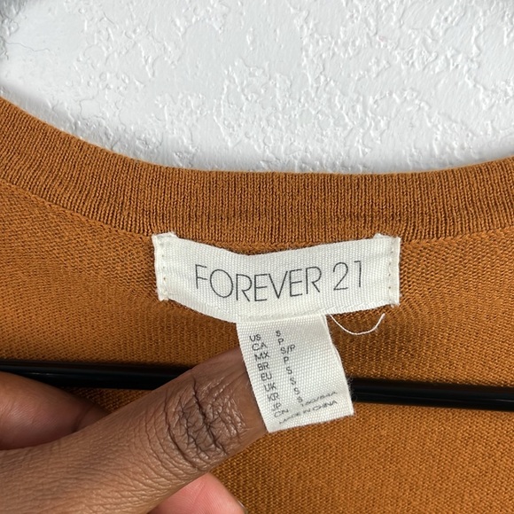 Forever 21 Women's V-Neck Button-Up Cardigan Brown Sz S Long Sleeve Office Core - Picture 3 of 8